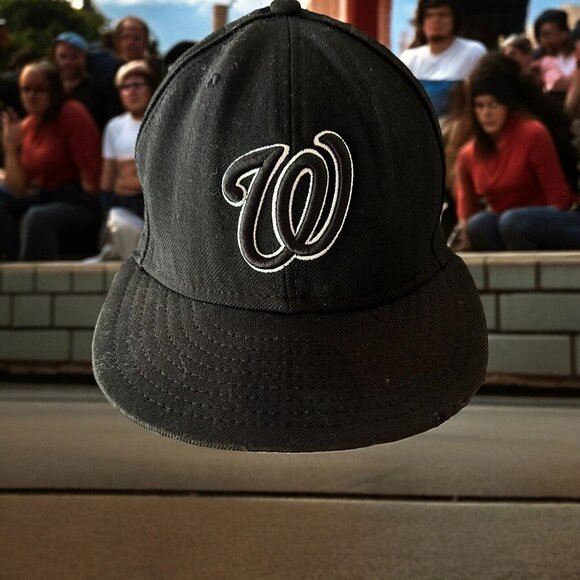 New Era Other - Vintage Washington Nationals Black Wool New Era 59Fifty Hat Cap Sz. 7 1/8